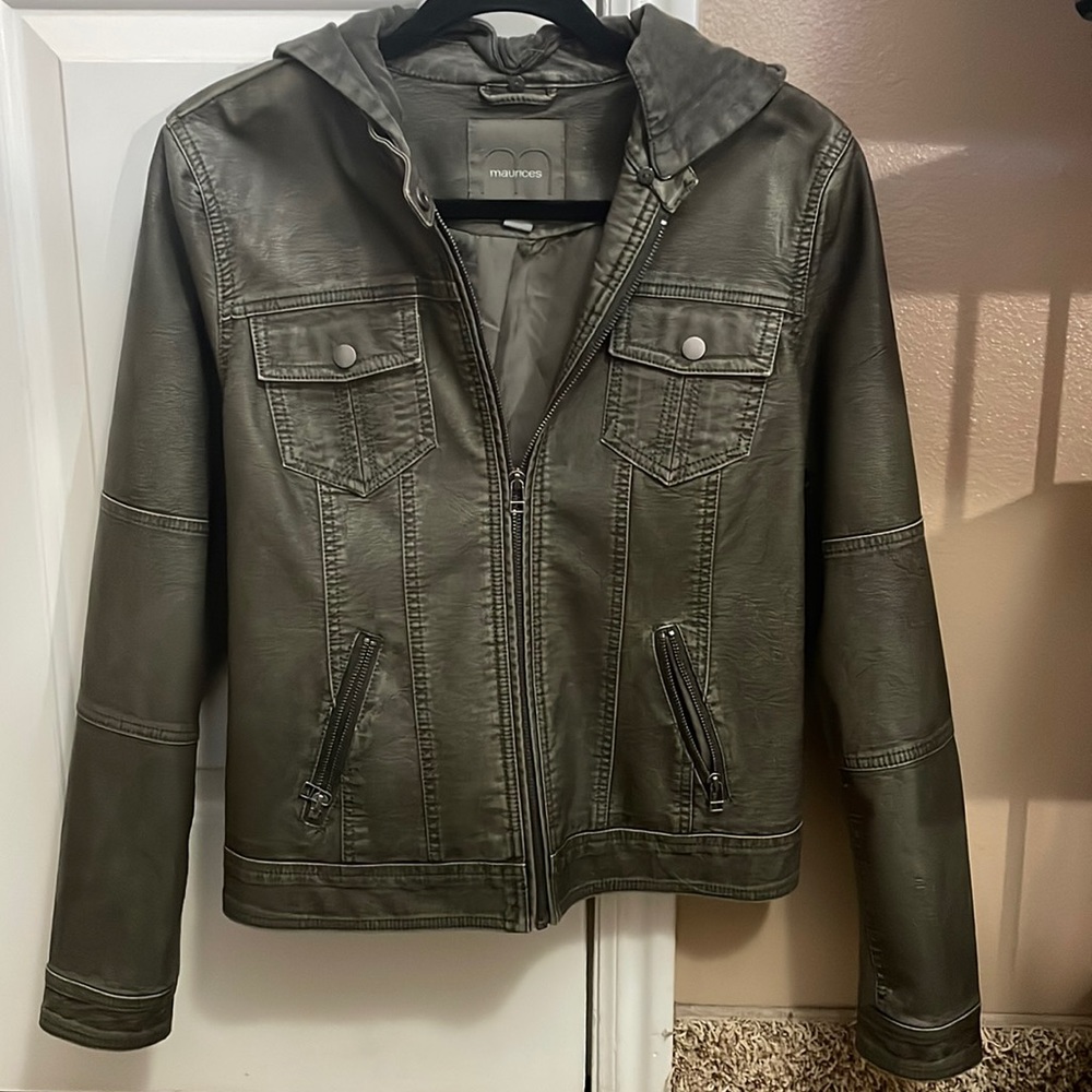 Grey jacket with removable hood